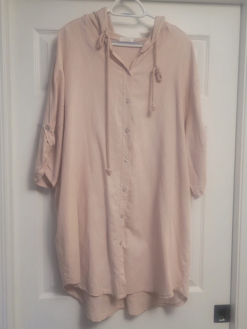 Me & Gee Light Pink Hooded Button-Front Women’s Tunic